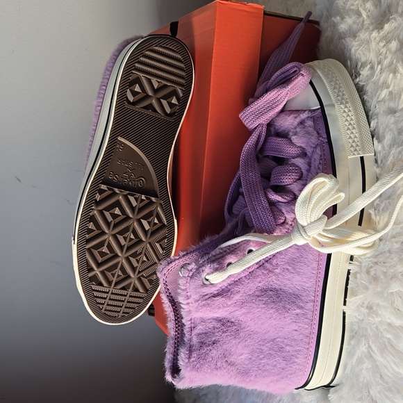 Converse Faux Fur Chuck 70 High Amethyst Size Womens 8.5 - Picture 5 of 6